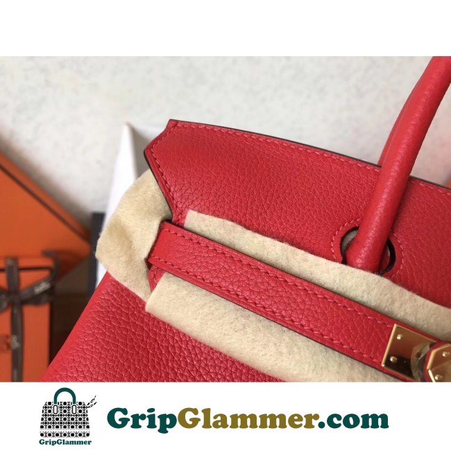 Hermes Red Clemence Birkin 25cm Lushentic AAAAA Grade Replica - Image 6