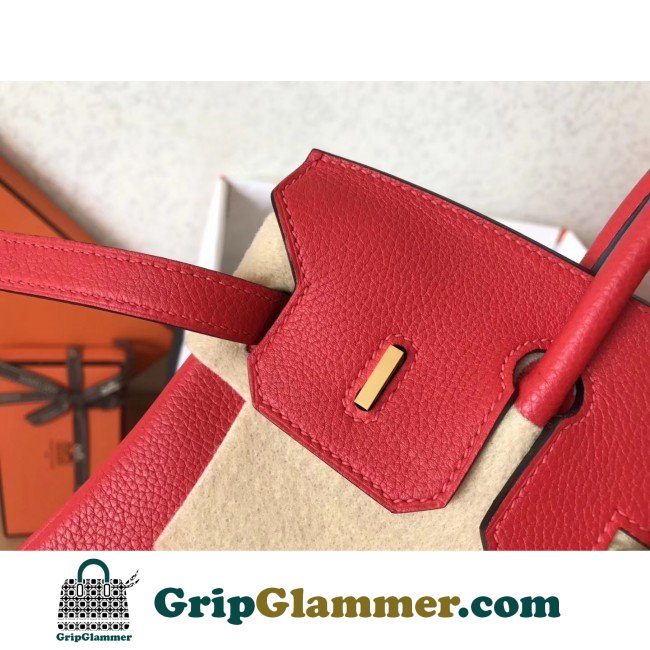 Hermes Red Clemence Birkin 25cm Lushentic AAAAA Grade Replica - Image 7