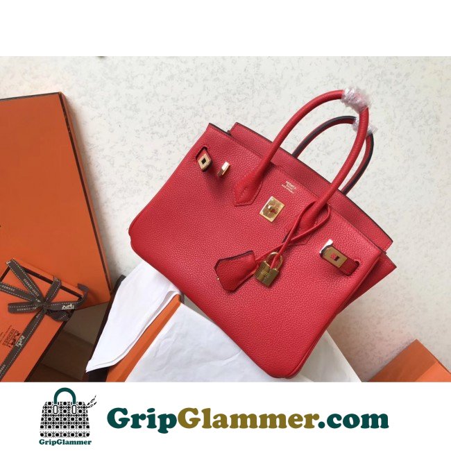 Hermes Red Clemence Birkin 25cm Lushentic AAAAA Grade Replica - Image 8