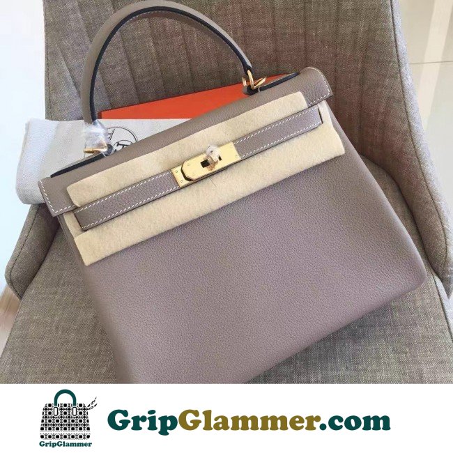 Hermes Grey Clemence Kelly Retourne 28cm Lushentic AAAAA Grade Replica