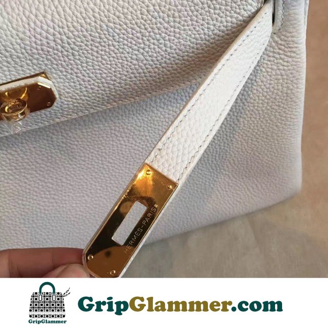 Hermes White Clemence Kelly Retourne 32cm Lushentic AAAAA Grade Replica - Image 6