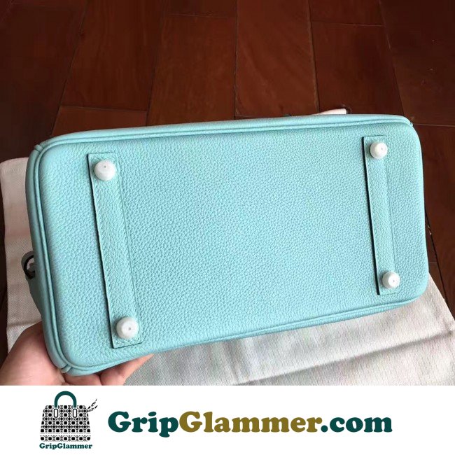 Hermes Blue Atoll Clemence Birkin 30cm Lushentic AAAAA Grade Replica - Image 4