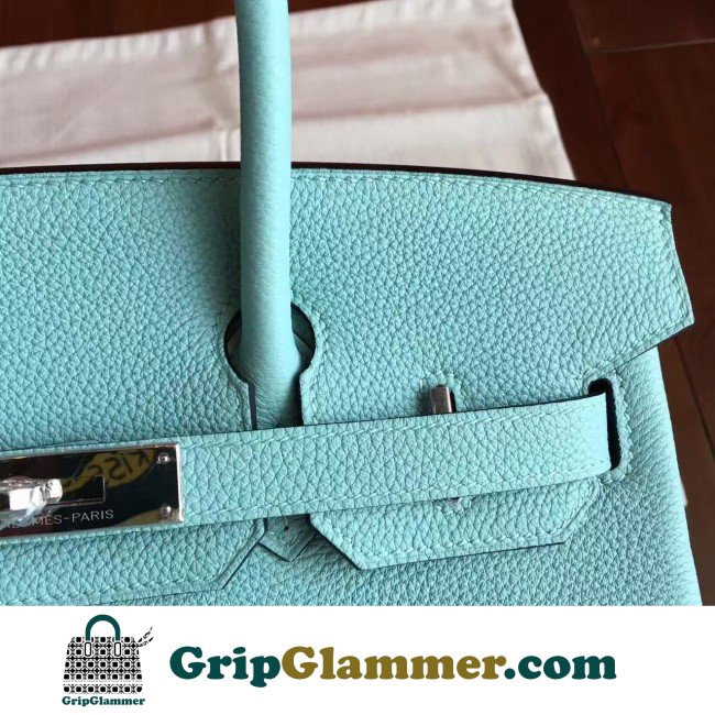 Hermes Blue Atoll Clemence Birkin 30cm Lushentic AAAAA Grade Replica - Image 5