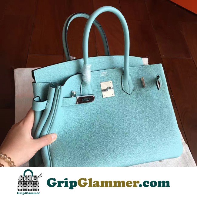 Hermes Blue Atoll Clemence Birkin 30cm Lushentic AAAAA Grade Replica - Image 6
