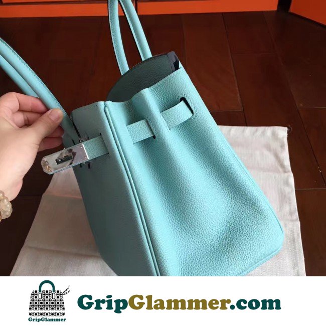 Hermes Blue Atoll Clemence Birkin 30cm Lushentic AAAAA Grade Replica - Image 8