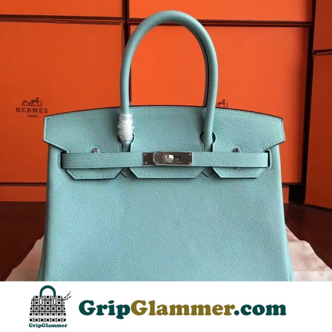 Hermes Blue Atoll Clemence Birkin 30cm Lushentic AAAAA Grade Replica