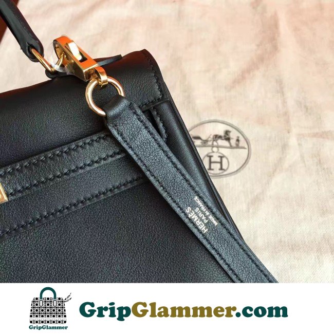 Hermes Black Swift Kelly 25cm Retourne Lushentic AAAAA Grade Replica - Image 3