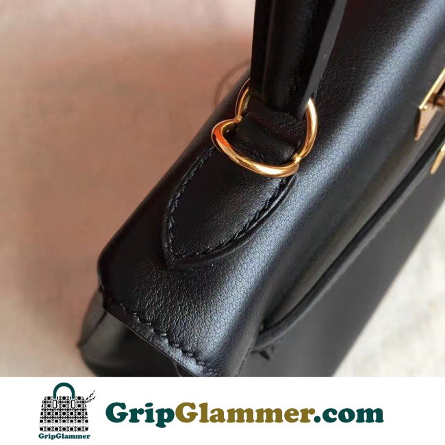 Hermes Black Swift Kelly 25cm Retourne Lushentic AAAAA Grade Replica - Image 6