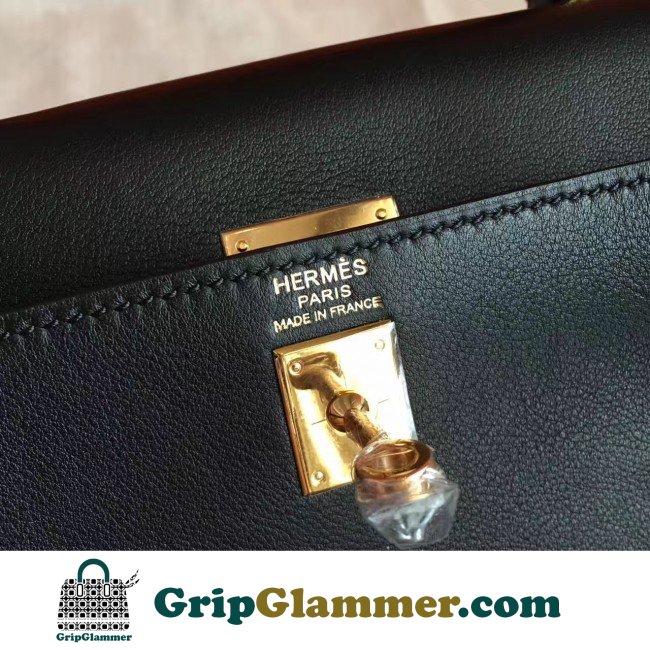 Hermes Black Swift Kelly 25cm Retourne Lushentic AAAAA Grade Replica - Image 7