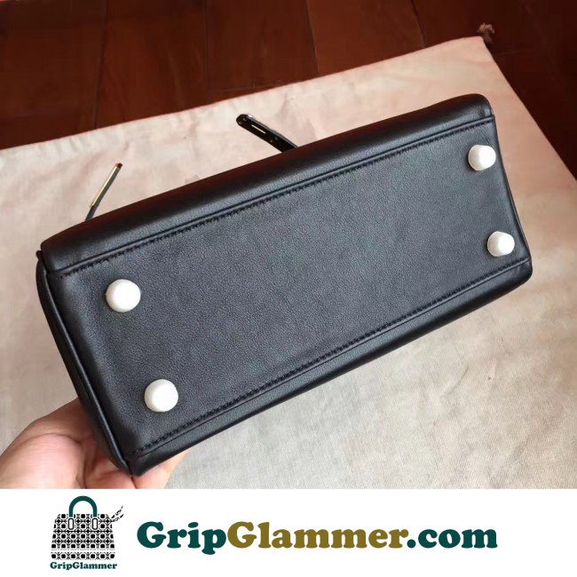 Hermes Black Swift Kelly 25cm Retourne Lushentic AAAAA Grade Replica - Image 8