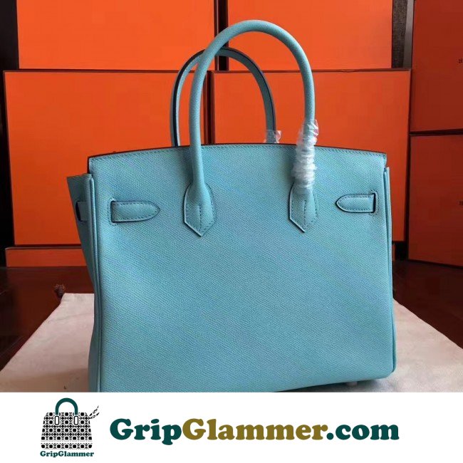 Hermes Blue Atoll Epsom Birkin 30cm Lushentic AAAAA Grade Replica - Image 8