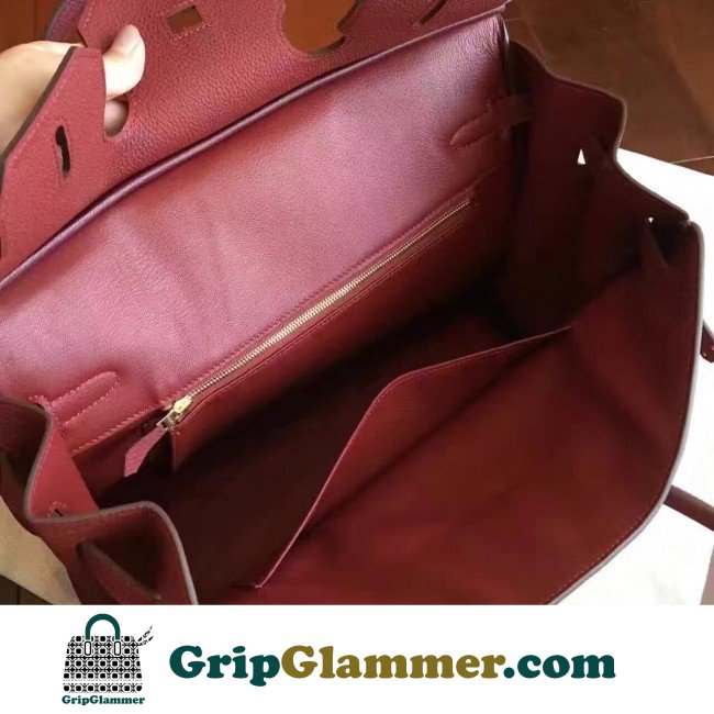 Hermes Bordeaux Clemence Birkin 35cm Lushentic AAAAA Grade Replica - Image 2