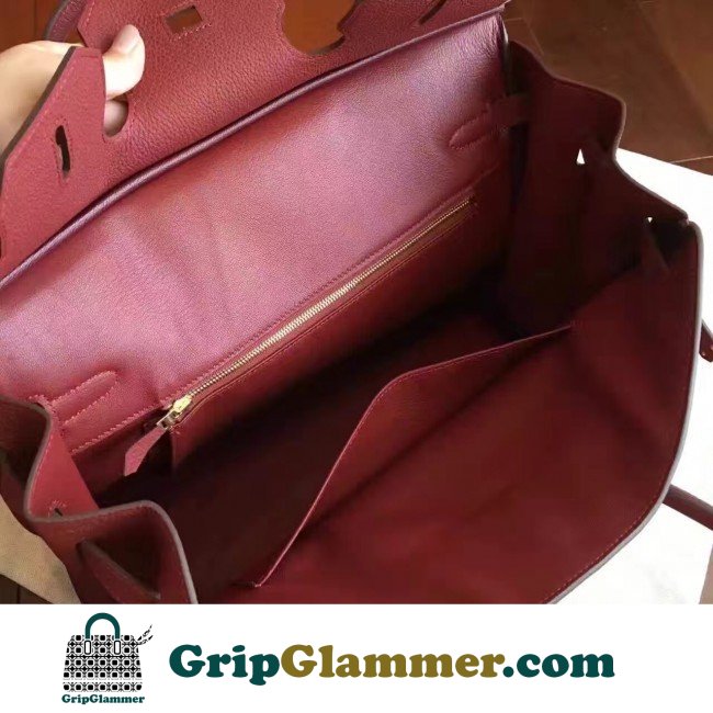 Hermes Bordeaux Clemence Birkin 35cm Lushentic AAAAA Grade Replica - Image 4
