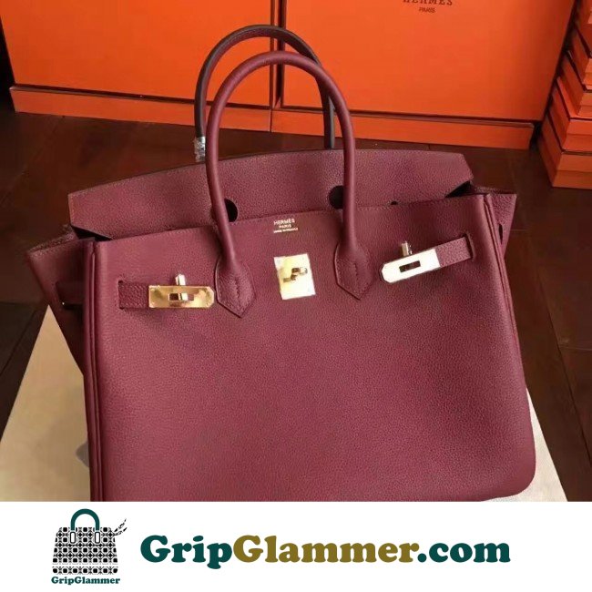 Hermes Bordeaux Clemence Birkin 35cm Lushentic AAAAA Grade Replica - Image 6
