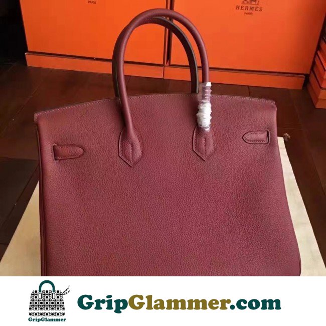 Hermes Bordeaux Clemence Birkin 35cm Lushentic AAAAA Grade Replica - Image 7
