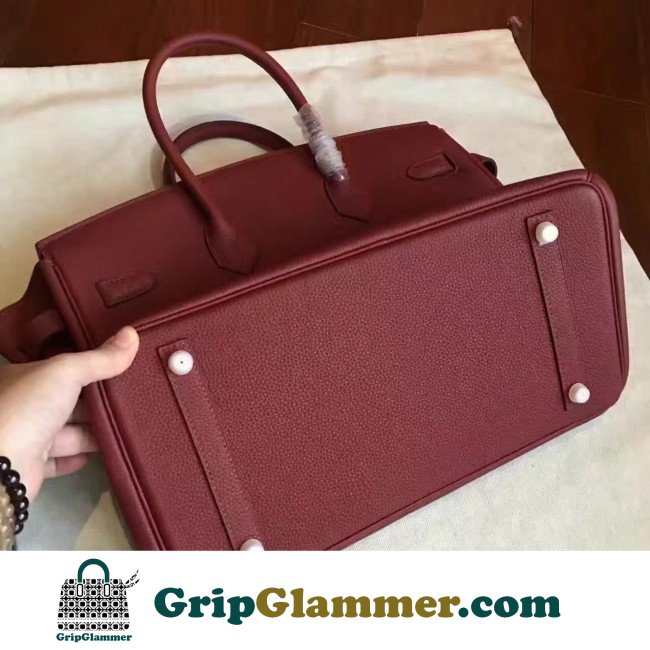 Hermes Bordeaux Clemence Birkin 35cm Lushentic AAAAA Grade Replica - Image 8