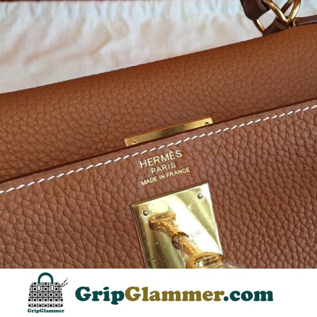 Hermes Gold Clemence Kelly Retourne 28cm Lushentic AAAAA Grade Replica - Image 5