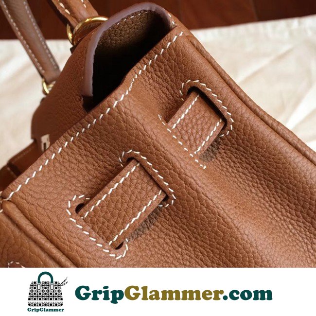 Hermes Gold Clemence Kelly Retourne 28cm Lushentic AAAAA Grade Replica - Image 6