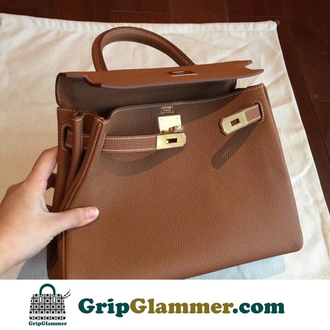Hermes Gold Clemence Kelly Retourne 28cm Lushentic AAAAA Grade Replica - Image 7