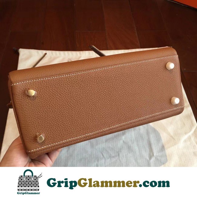 Hermes Gold Clemence Kelly Retourne 28cm Lushentic AAAAA Grade Replica - Image 8