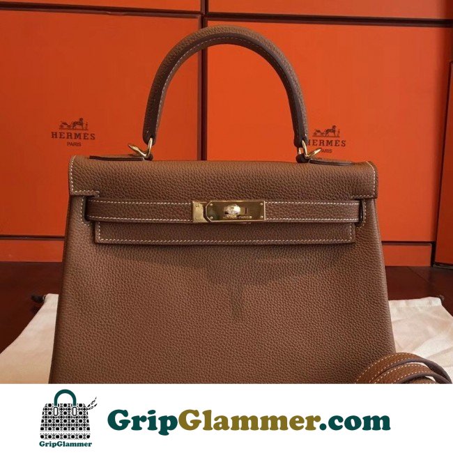 Hermes Gold Clemence Kelly Retourne 28cm Lushentic AAAAA Grade Replica