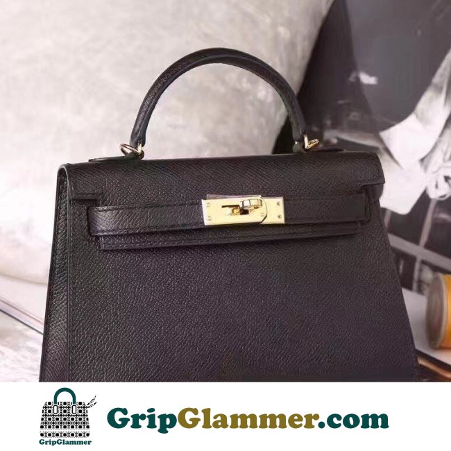 Hermes Black Epsom Kelly Mini II 20cm Lushentic AAAAA Grade Replica
