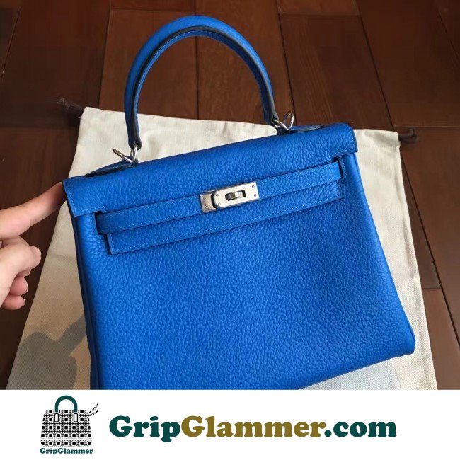 Hermes Blue Clemence Kelly 25cm Lushentic AAAAA Grade Replica