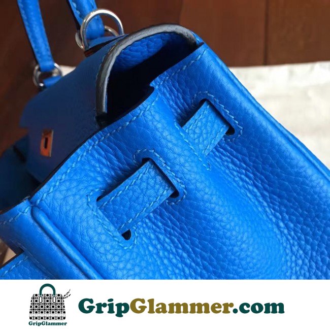 Hermes Blue Clemence Kelly 25cm Lushentic AAAAA Grade Replica - Image 7