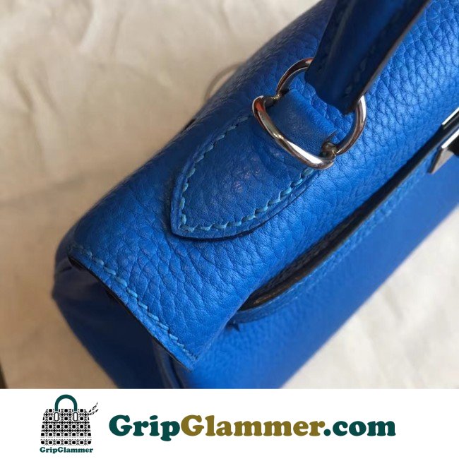 Hermes Blue Clemence Kelly 25cm Lushentic AAAAA Grade Replica - Image 8