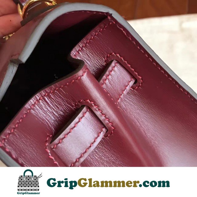 Hermes Bordeaux Box Kelly Retourne 28cm Lushentic AAAAA Grade Replica - Image 3