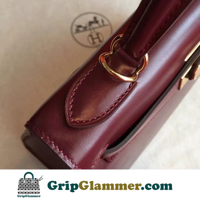 Hermes Bordeaux Box Kelly Retourne 28cm Lushentic AAAAA Grade Replica - Image 7