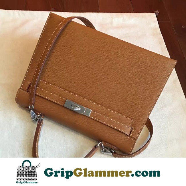 Hermes Brown Epsom Kelly 32cm Sellier Lushentic AAAAA Grade Replica - Image 4