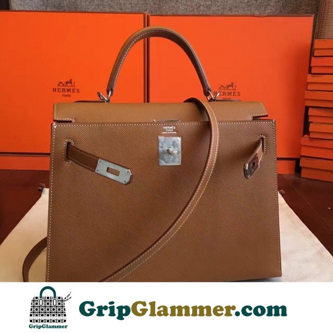 Hermes Brown Epsom Kelly 32cm Sellier Lushentic AAAAA Grade Replica - Image 6