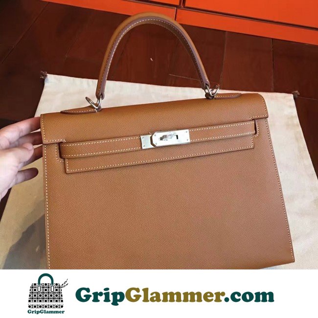 Hermes Brown Epsom Kelly 32cm Sellier Lushentic AAAAA Grade Replica - Image 7