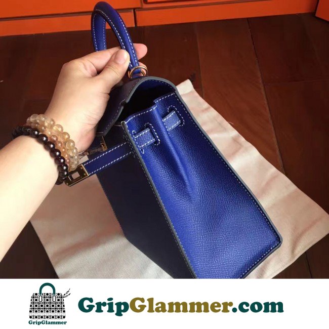 Hermes Electric Blue Epsom Kelly 25cm Sellier Lushentic AAAAA Grade Replica - Image 8