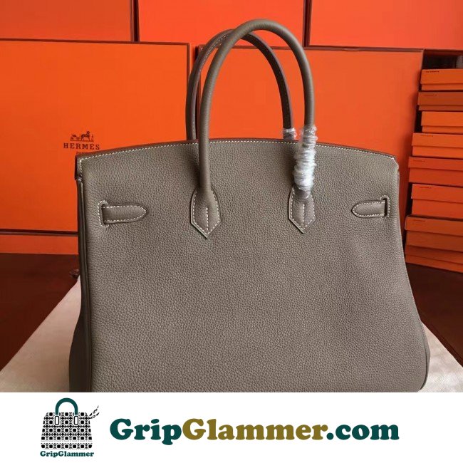 Hermes Etoupe Clemence Birkin 40cm Lushentic AAAAA Grade Replica - Image 6