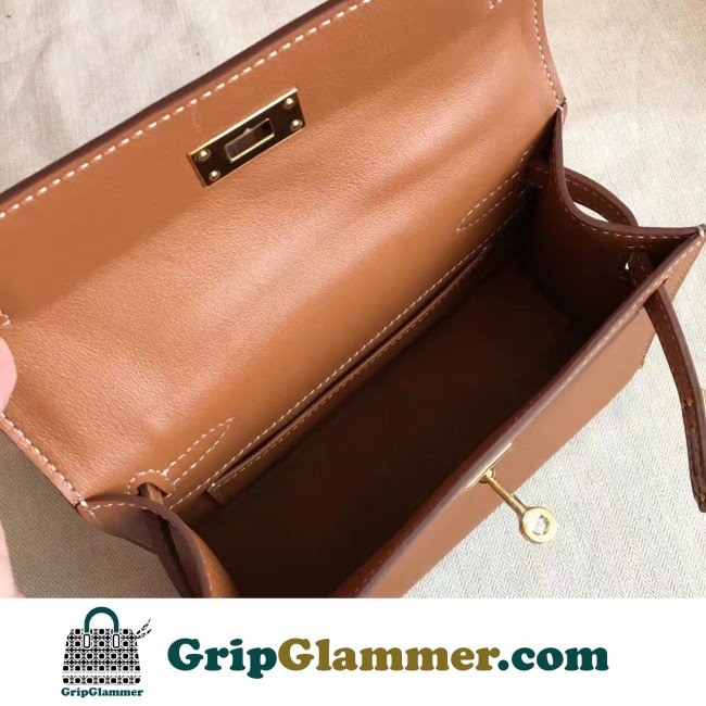 Hermes Gold Swift Kelly Mini II 20cm Lushentic AAAAA Grade Replica - Image 3