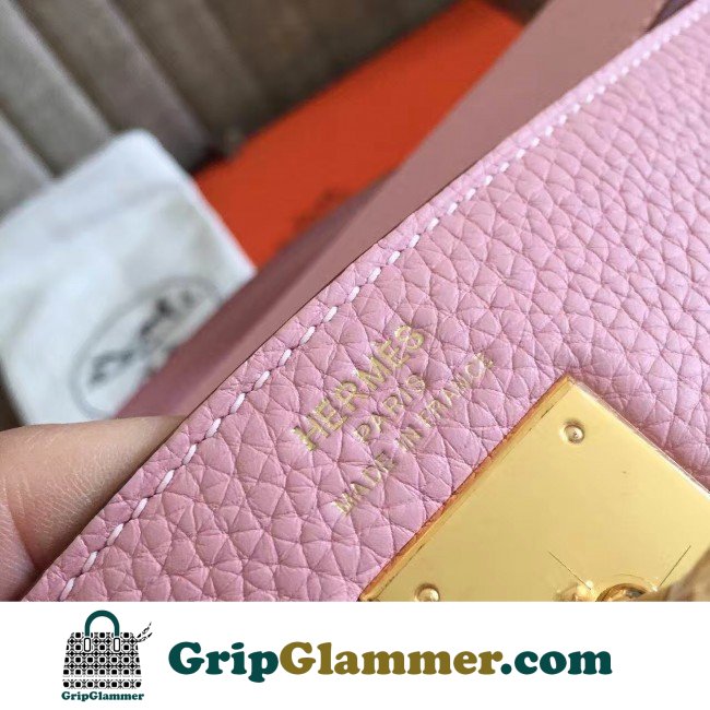 Hermes Pink Clemence Kelly Retourne 28cm Lushentic AAAAA Grade Replica - Image 4