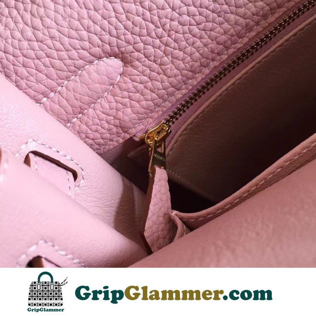 Hermes Pink Clemence Kelly Retourne 28cm Lushentic AAAAA Grade Replica - Image 5