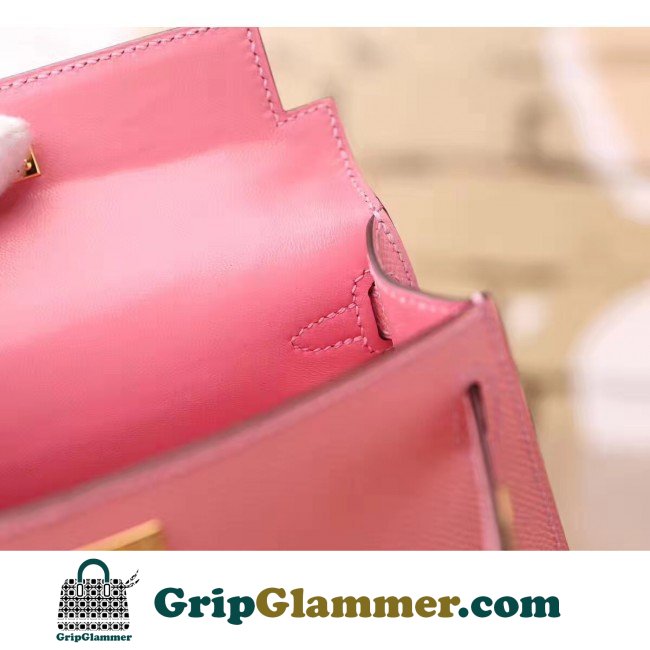 Hermes Pink Epsom Kelly Mini II 20cm Lushentic AAAAA Grade Replica - Image 5