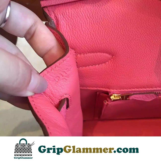 Hermes Rose Lipstick Clemence Birkin 25cm Lushentic Grade Replica - Image 5