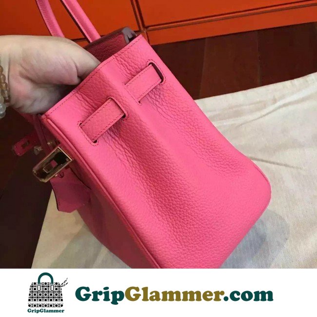 Hermes Rose Lipstick Clemence Birkin 25cm Lushentic Grade Replica - Image 7