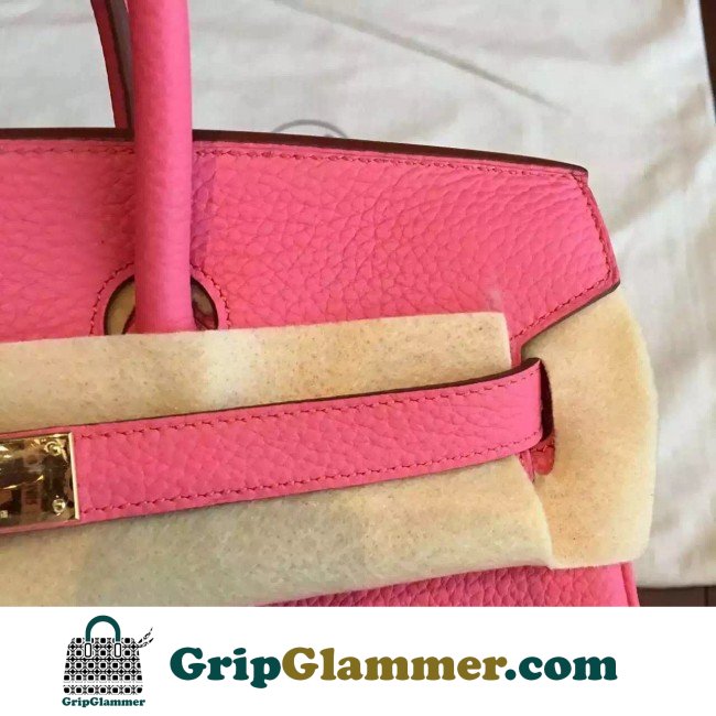 Hermes Rose Lipstick Clemence Birkin 25cm Lushentic Grade Replica - Image 9