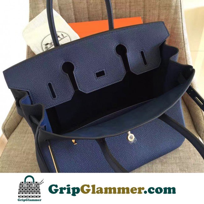 Hermes Sapphire Clemence Birkin 30cm Lushentic AAAAA Grade Replica - Image 7