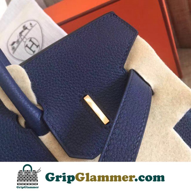 Hermes Sapphire Clemence Birkin 35cm Lushentic AAAAA Grade Replica - Image 7