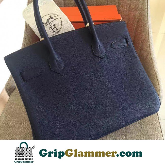 Hermes Sapphire Clemence Birkin 35cm Lushentic AAAAA Grade Replica - Image 8