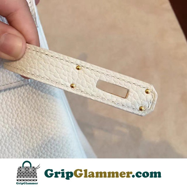 Hermes White Clemence Kelly Retourne 28cm Lushentic AAAAA Grade Replica - Image 5