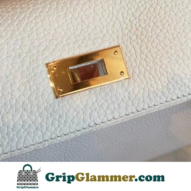 Hermes White Clemence Kelly Retourne 28cm Lushentic AAAAA Grade Replica - Image 6