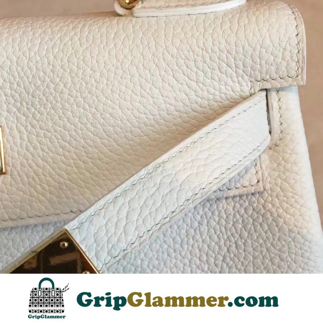 Hermes White Clemence Kelly Retourne 28cm Lushentic AAAAA Grade Replica - Image 8