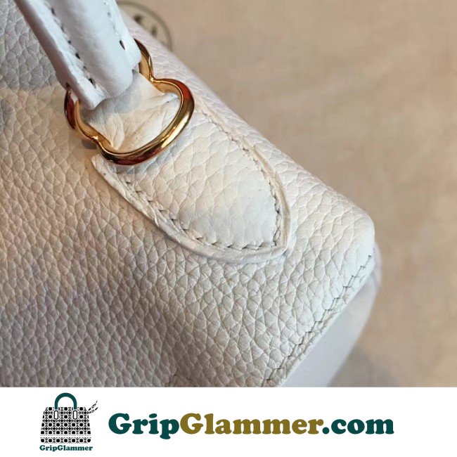 Hermes White Clemence Kelly Retourne 28cm Lushentic AAAAA Grade Replica - Image 9